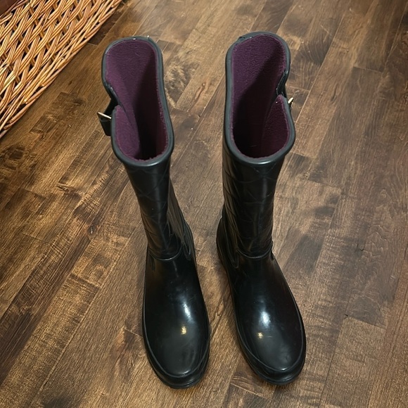 Sperry black fleece lined waterproof top sider, tall, warm rubber boots, 6 - Picture 1 of 7